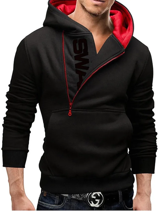 3D Vertigo Printed Men's Hoodie in Black Red Blue Gray Light Blue - Drawstring Design Moisture-Wicking Breathable Sportswear Sweatshirt