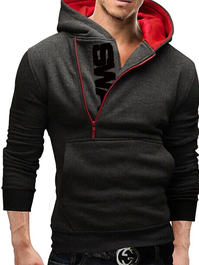 3D Vertigo Printed Men's Hoodie in Black Red Blue Gray Light Blue - Drawstring Design Moisture-Wicking Breathable Sportswear Sweatshirt
