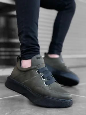 BA0160 Men's High-Sole Khaki Sports Shoes with Band