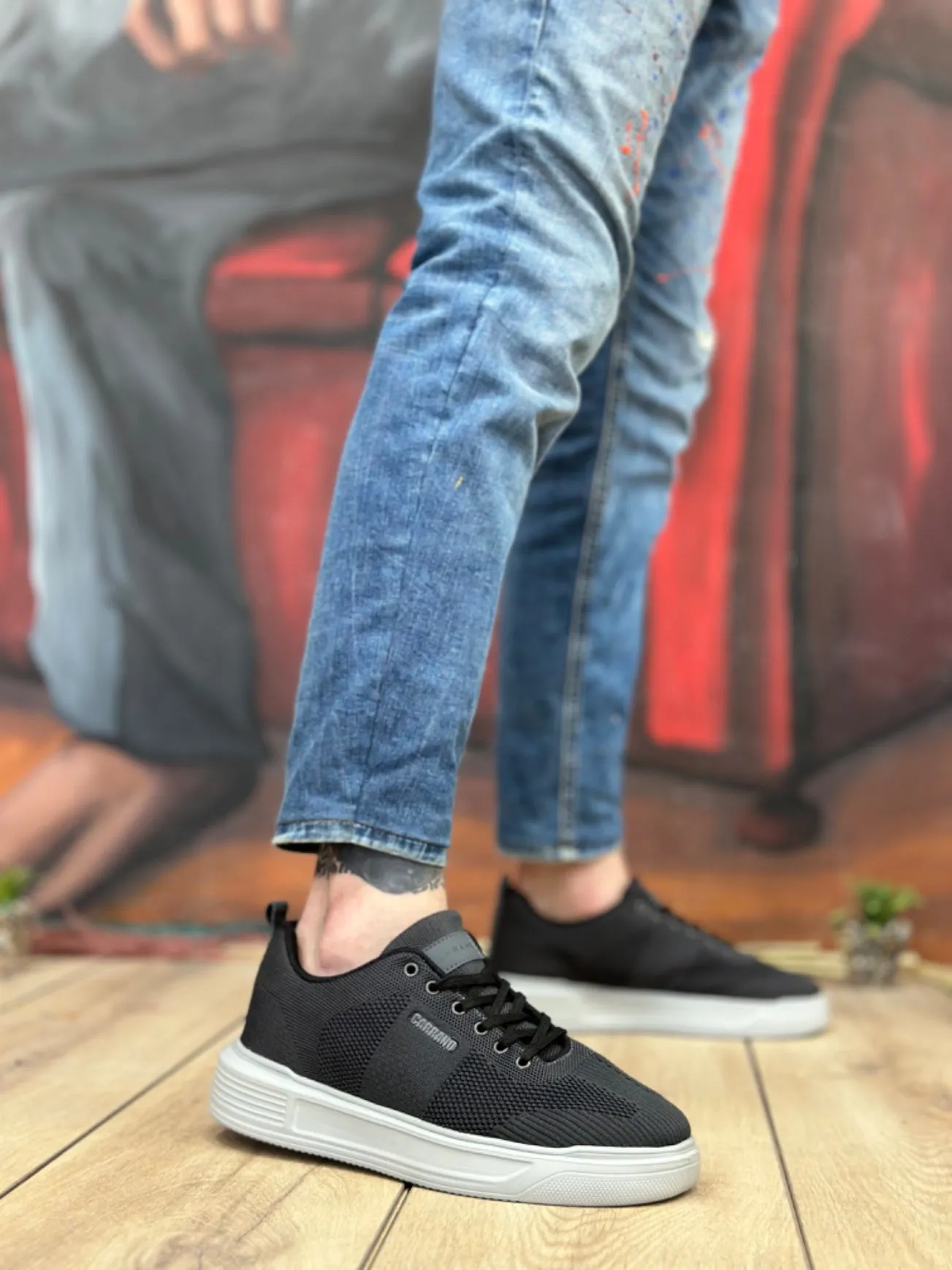 BA0349 Special Knitted Knitwear High Sole Style Smoked Color Sports Shoes