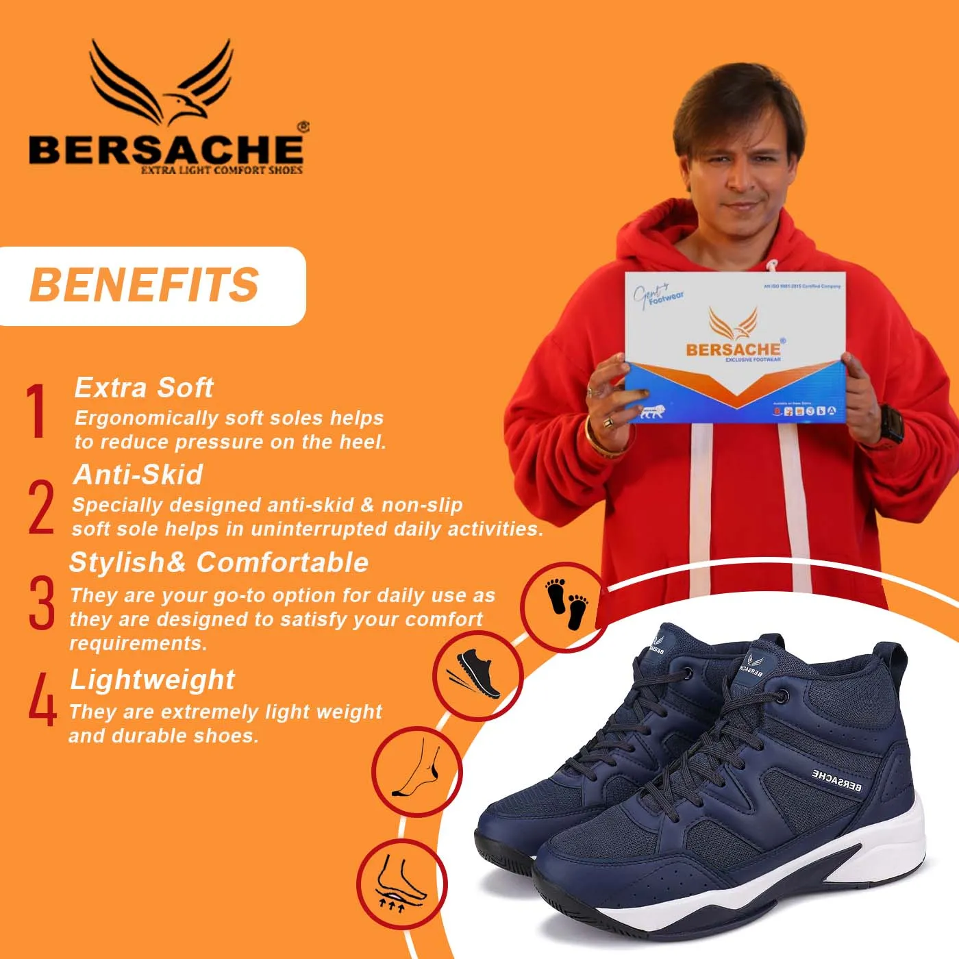 Bersache Sports Running  Shoes For Men  (Blue-9068)