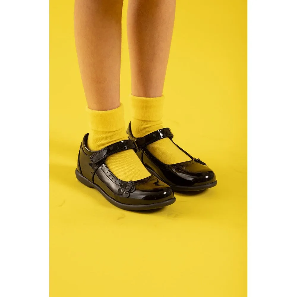 Black Bethany Patent Junior School Shoes