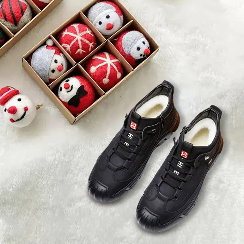 🎁Christmas Hot Sale 30% OFF🎁Men's Faux Wool Lining Leather Sneaker (Free Shipping)
