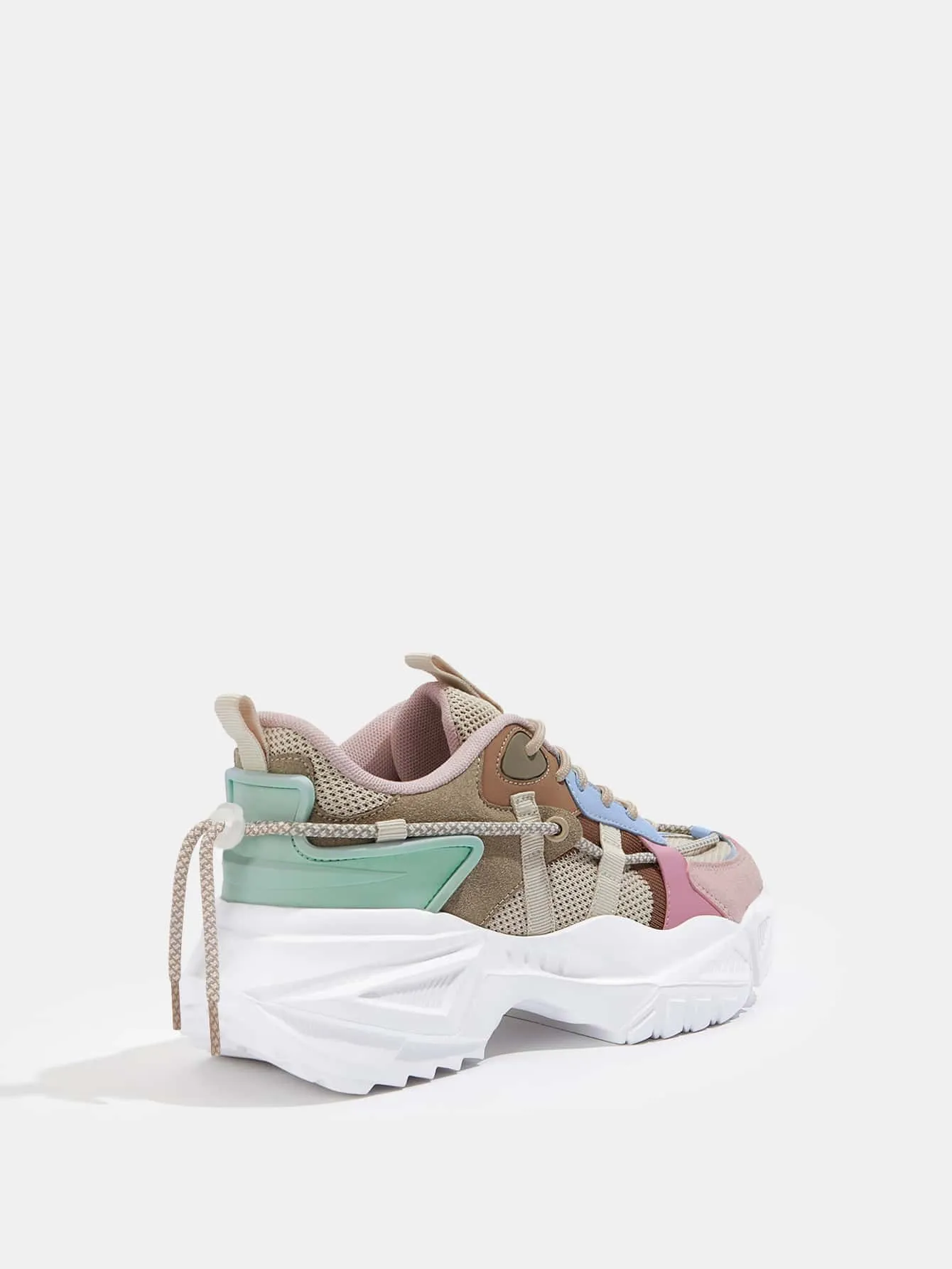CUCCOO Trending Colorblock Mesh Splicing Design Chunky Sneakers