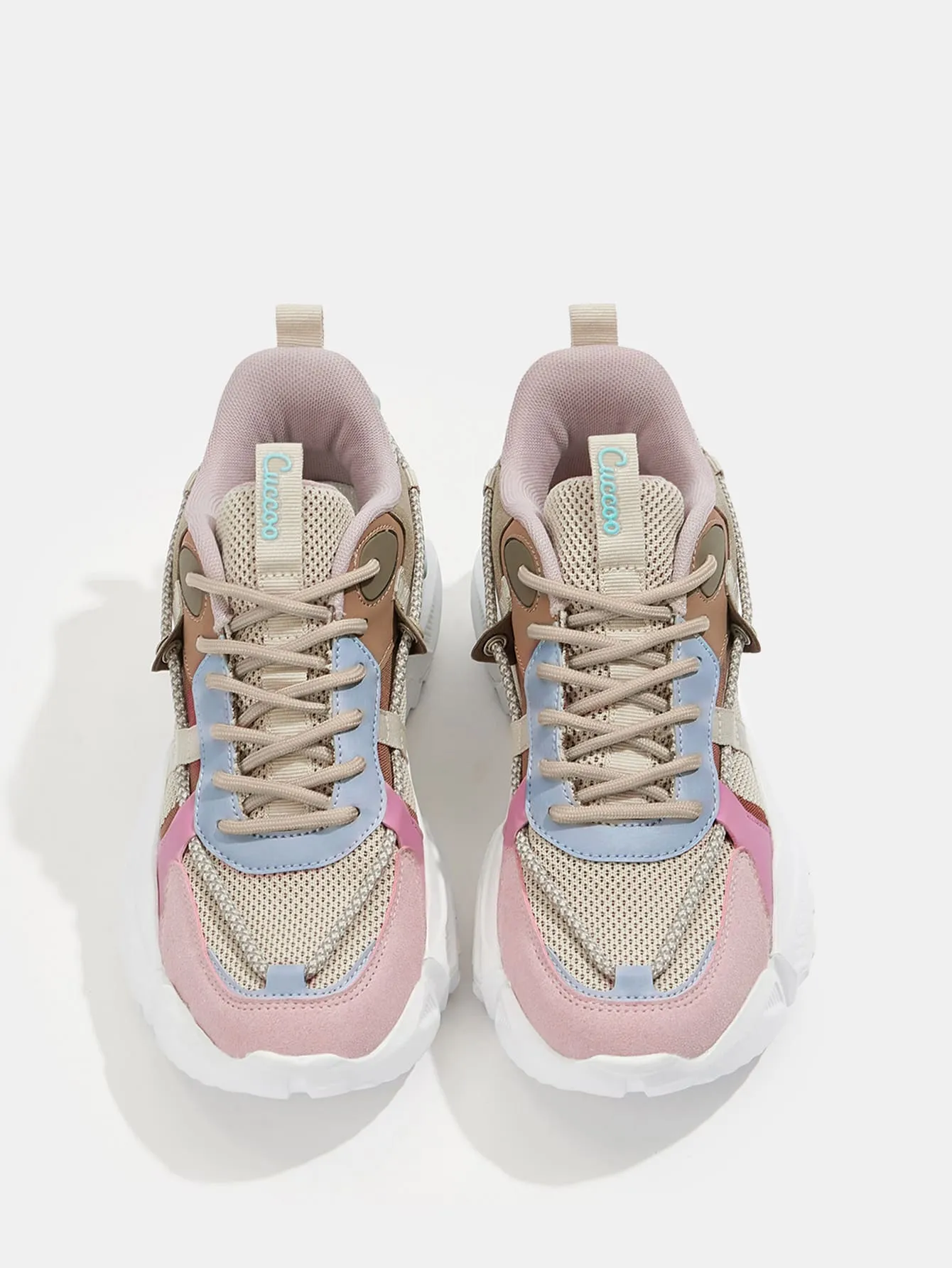 CUCCOO Trending Colorblock Mesh Splicing Design Chunky Sneakers