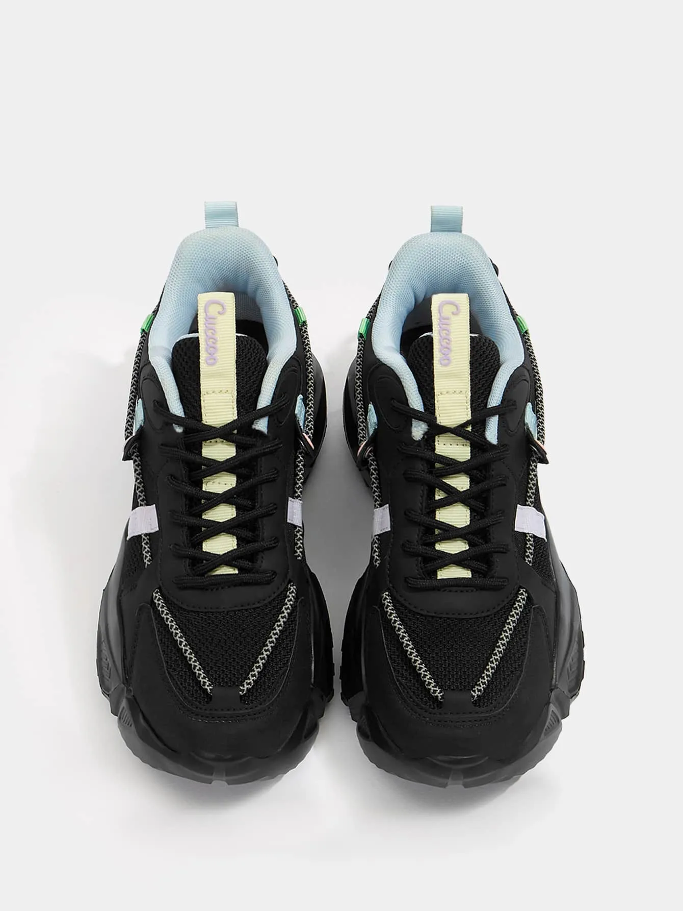 CUCCOO Trending Colorblock Mesh Splicing Design Chunky Sneakers