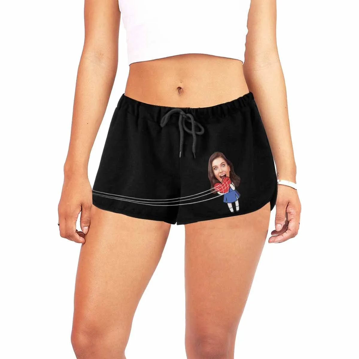 Custom Face Spider Beach Board Shorts Swim Trunks Funny Personalized Women's Casual Yoga Shorts