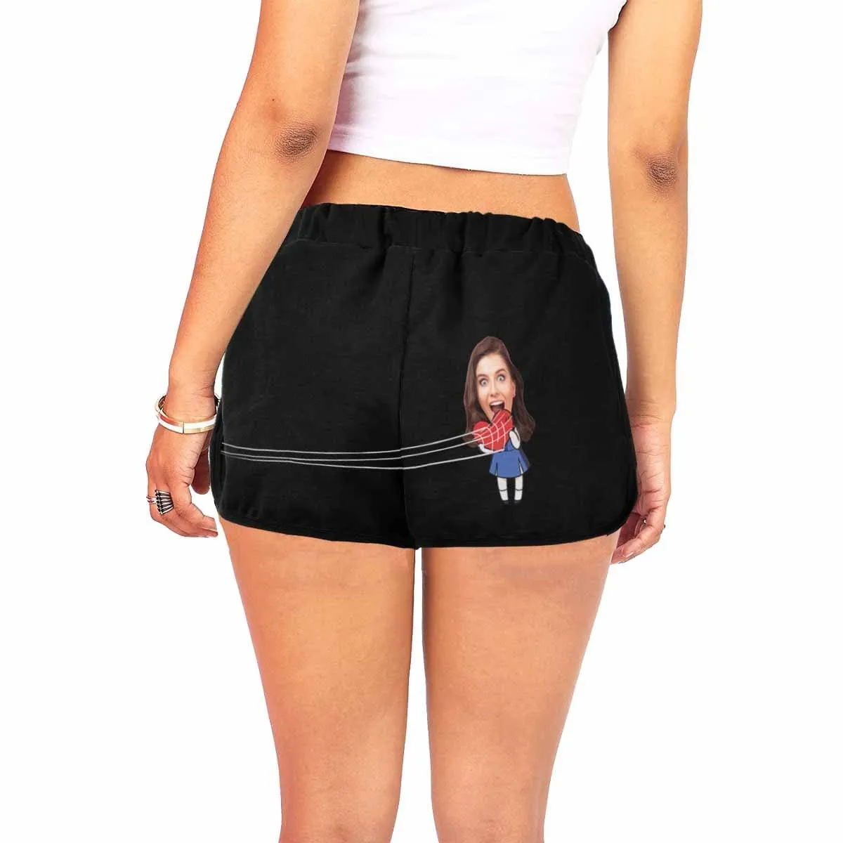 Custom Face Spider Beach Board Shorts Swim Trunks Funny Personalized Women's Casual Yoga Shorts