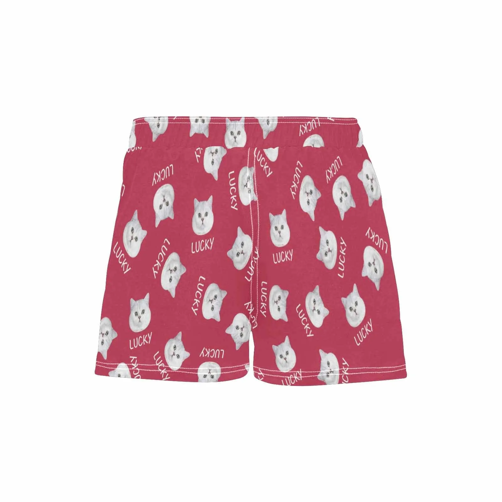 Custom Face&Name Cute Kitten Women's Casual Board Shorts Swim Trunks Made for You Custom Shorts
