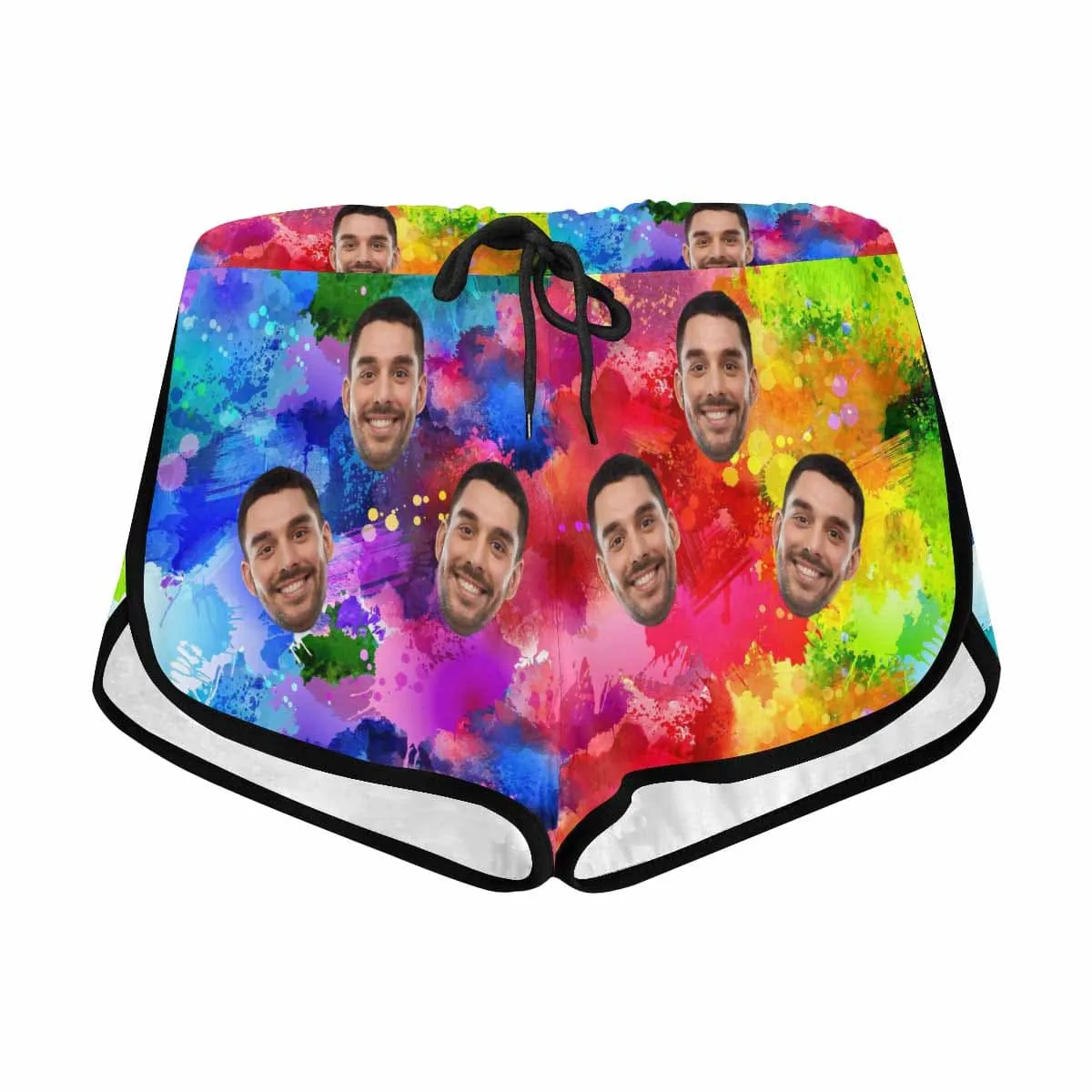 Custom Husband Face Ink Color Gorgeous Beach Board Shorts Swim Trunks Personalized Women's Casual Yoga Shorts