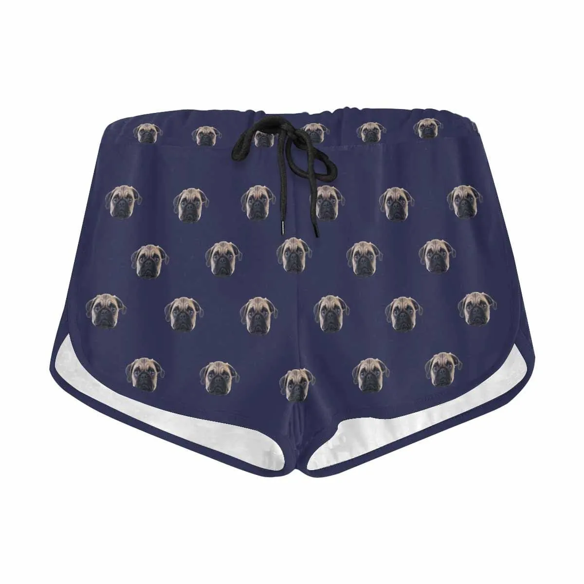 Custom Pet Dog Face Blue Background Beach Board Shorts Swim Trunks Funny Personalized Women's Casual Yoga Shorts