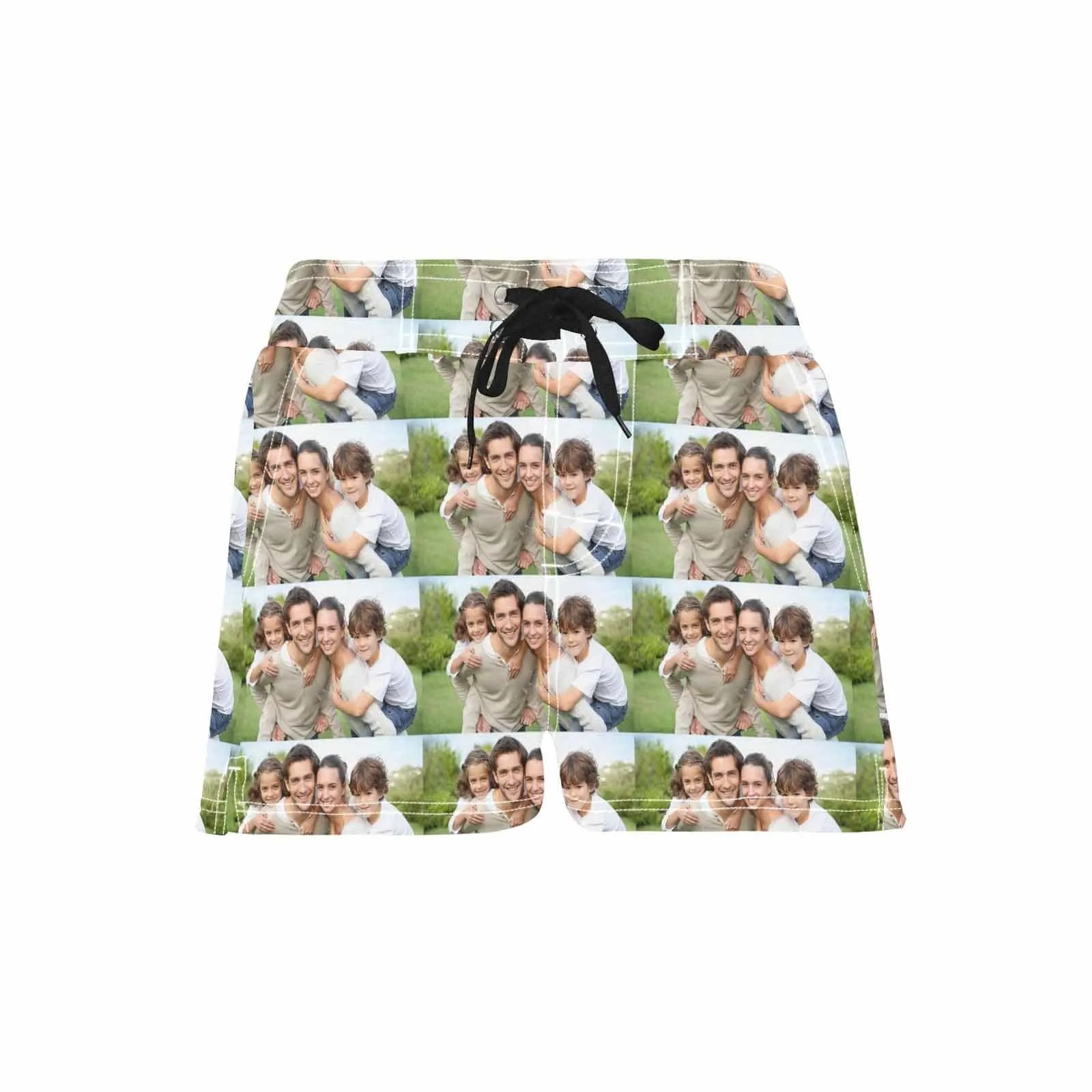 Custom Photo Happy Family Women's Casual Board Shorts Swim Trunks Put Your Face on Shorts