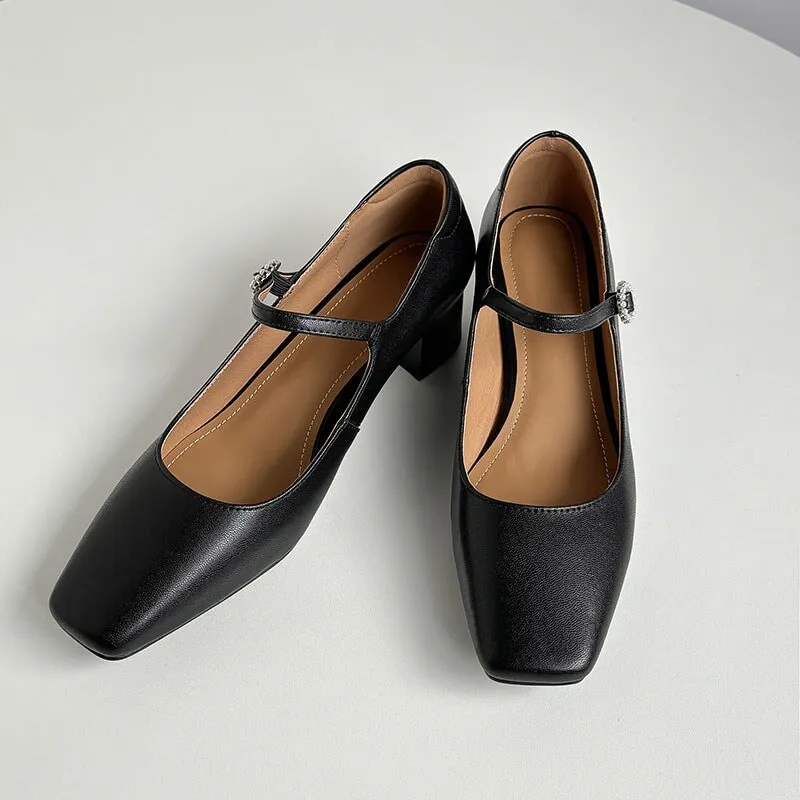 Designer Mary Jane Shoes Pumps Handmade in Beige/Black/Red