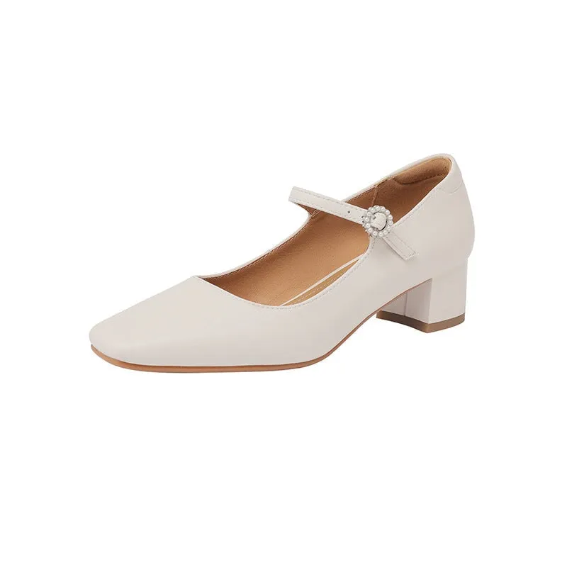Designer Mary Jane Shoes Pumps Handmade in Beige/Black/Red