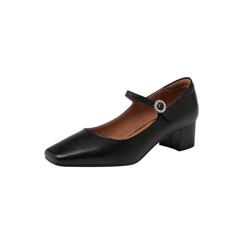 Designer Mary Jane Shoes Pumps Handmade in Beige/Black/Red