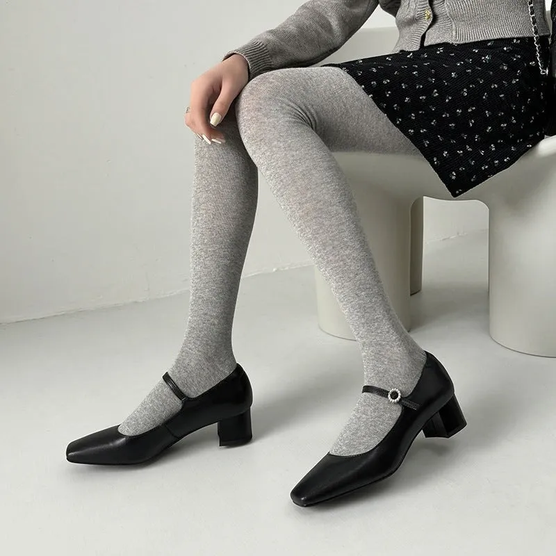 Designer Mary Jane Shoes Pumps Handmade in Beige/Black/Red