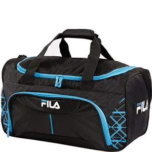 Fila Fastpace Small Sports Duffel Gym Bag, Black/Blue, One Size