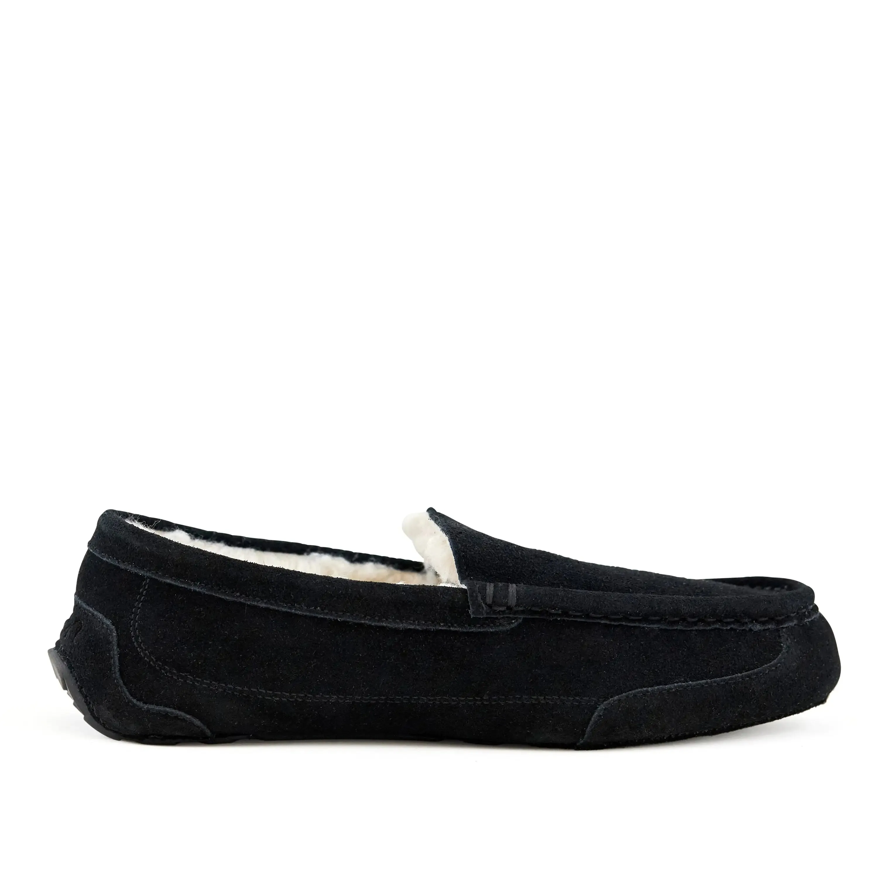 Fluffy Black Moccasin Slippers