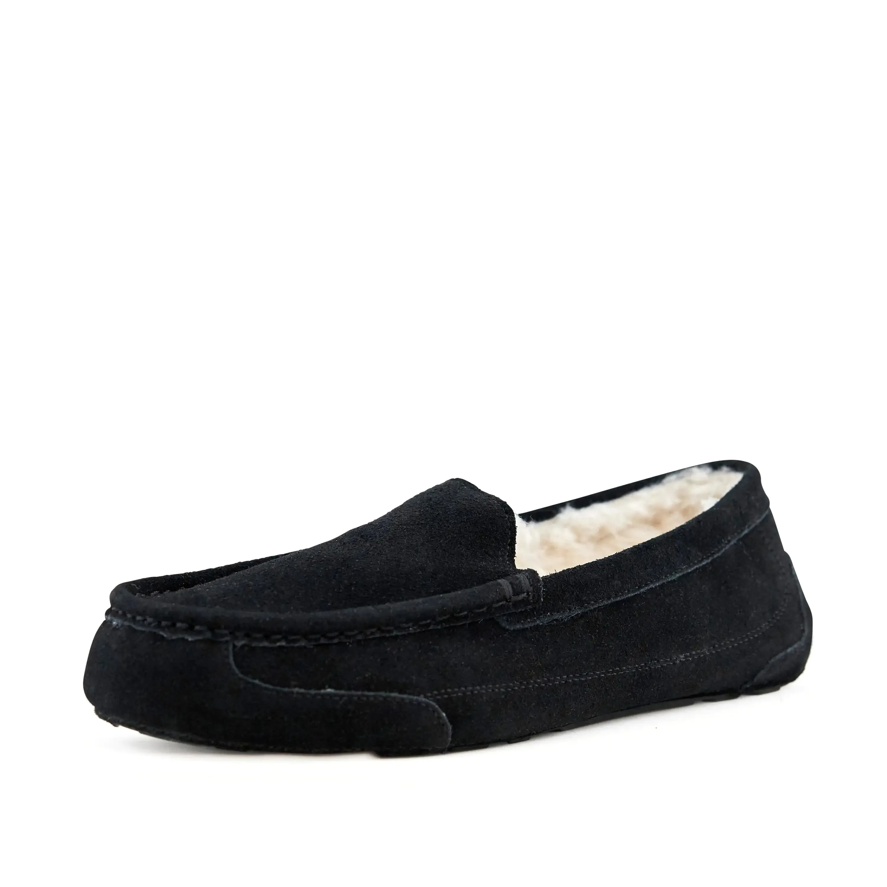 Fluffy Black Moccasin Slippers