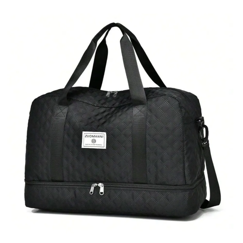 Large Capacity Travel Duffel Bag Versatile Shoulder Crossbody Weekender Bag with Shoe Compartment Black