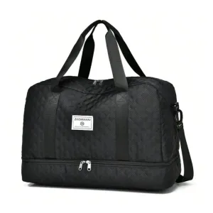 Large Capacity Travel Duffel Bag Versatile Shoulder Crossbody Weekender Bag with Shoe Compartment Black