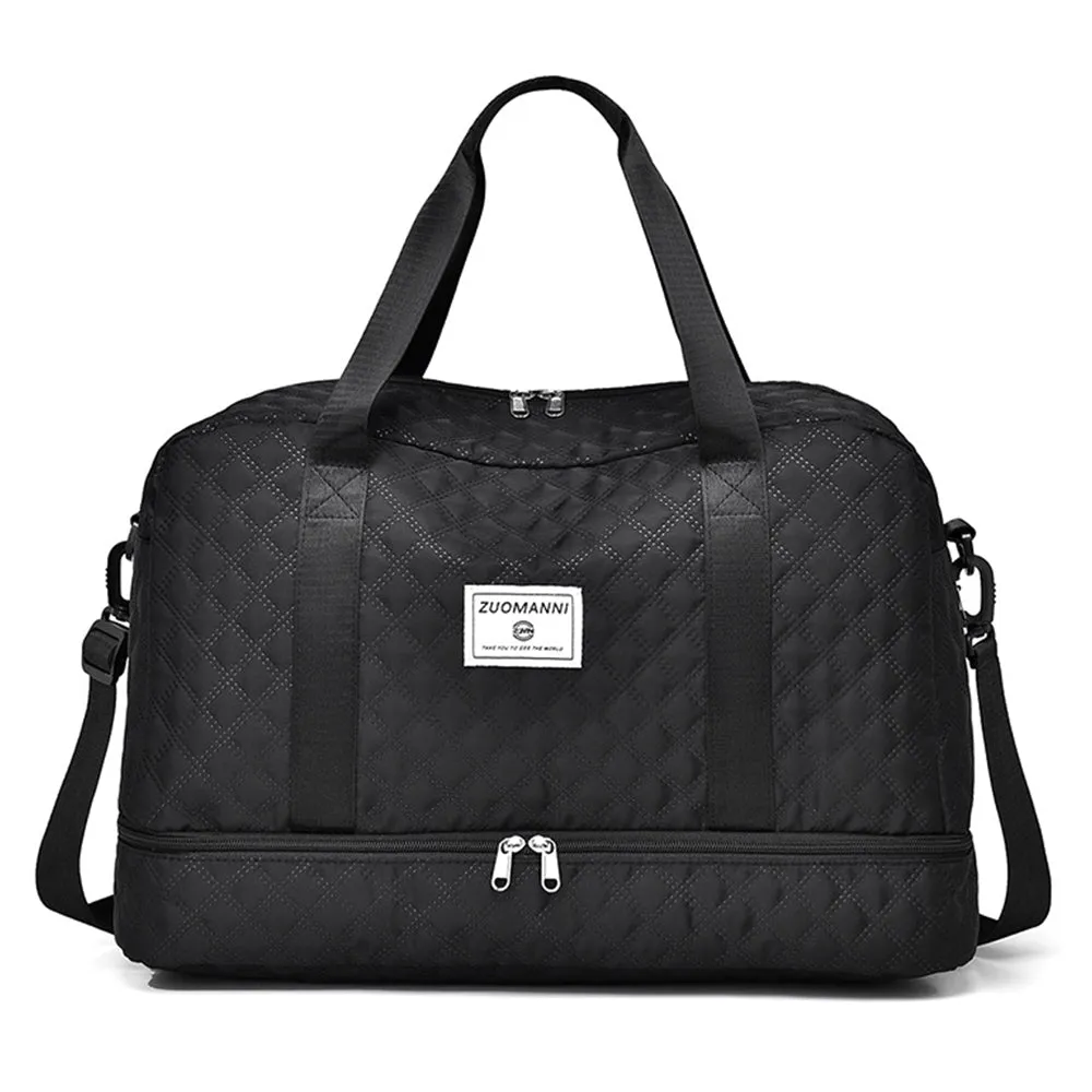 Large Capacity Travel Duffel Bag Versatile Shoulder Crossbody Weekender Bag with Shoe Compartment Black