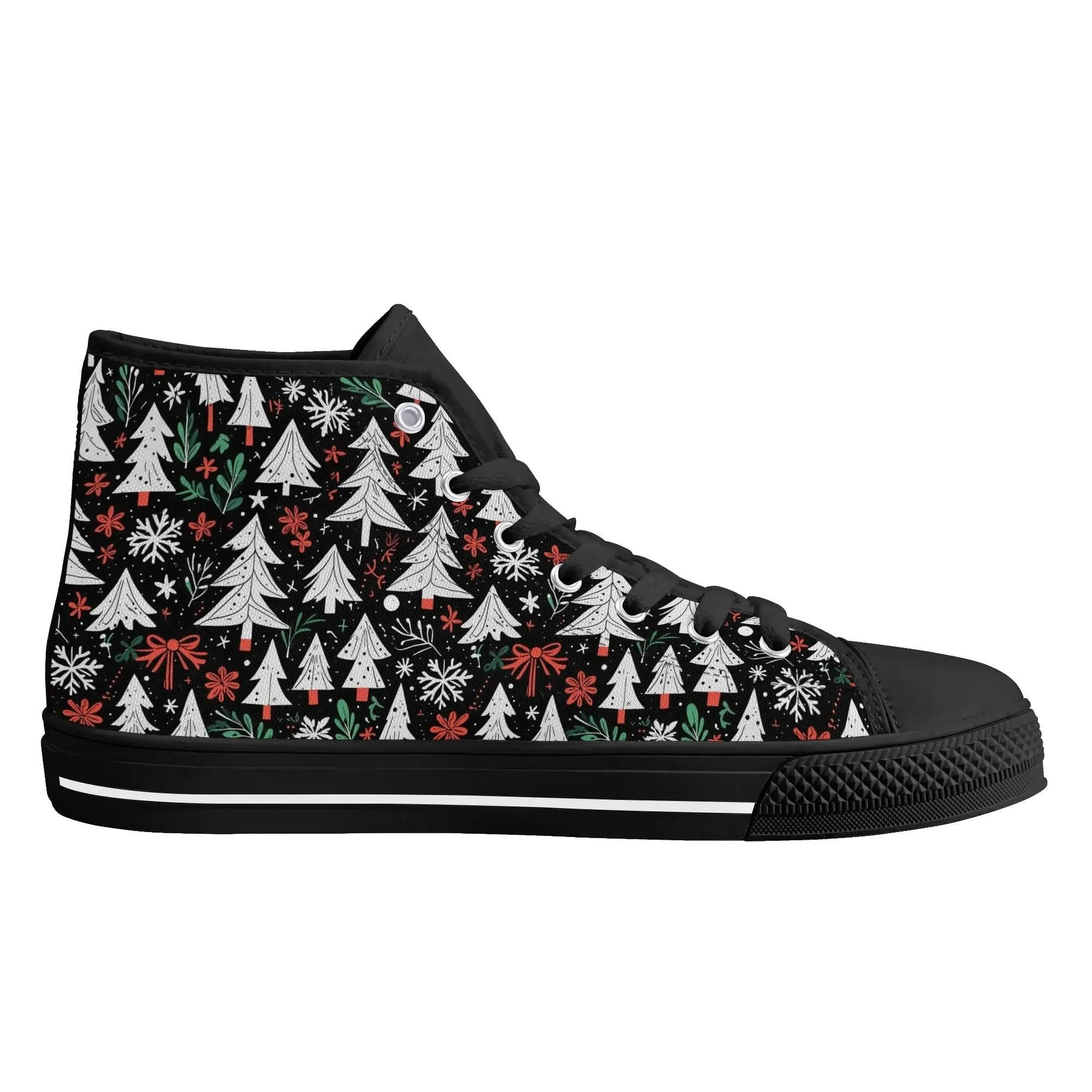 Mens Rubber High Top Christmas Trees Canvas Shoes