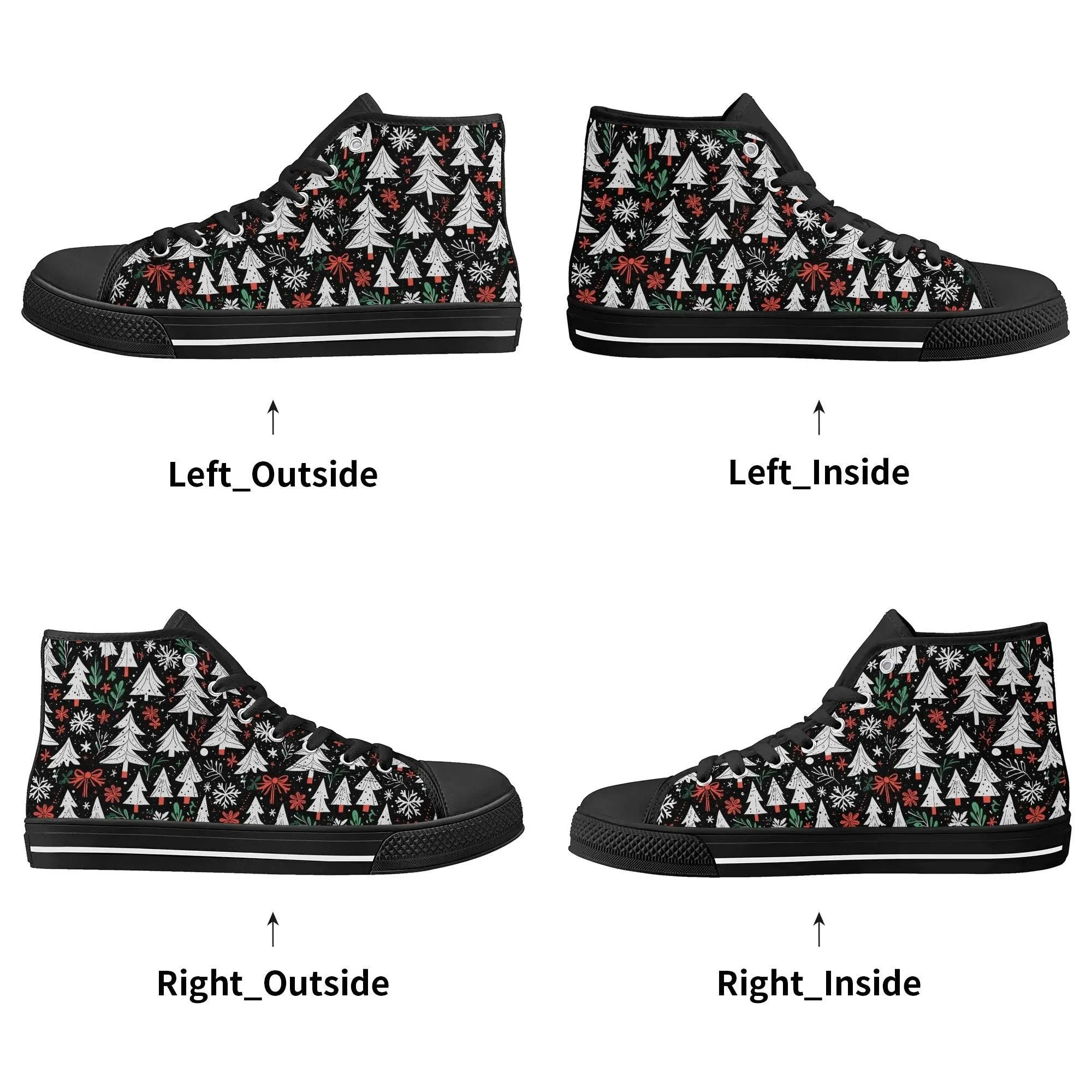 Mens Rubber High Top Christmas Trees Canvas Shoes