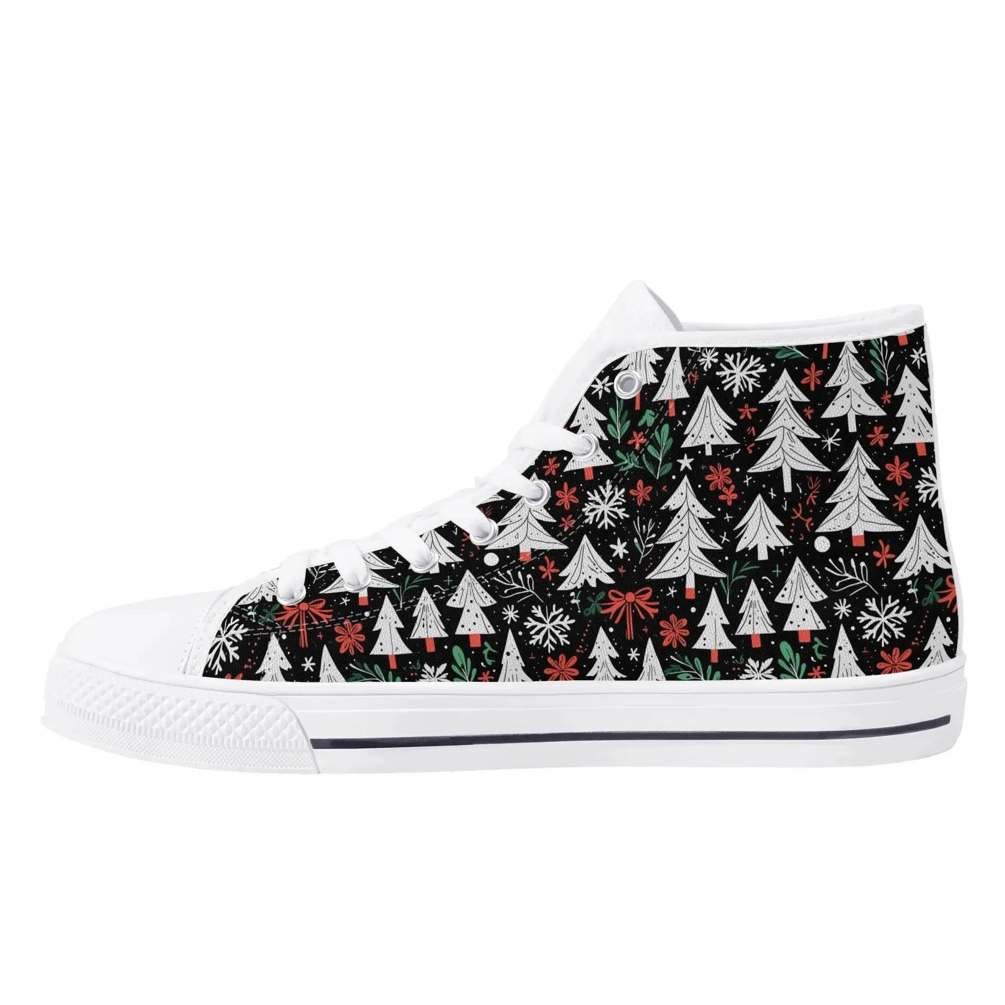Mens Rubber High Top Christmas Trees Canvas Shoes