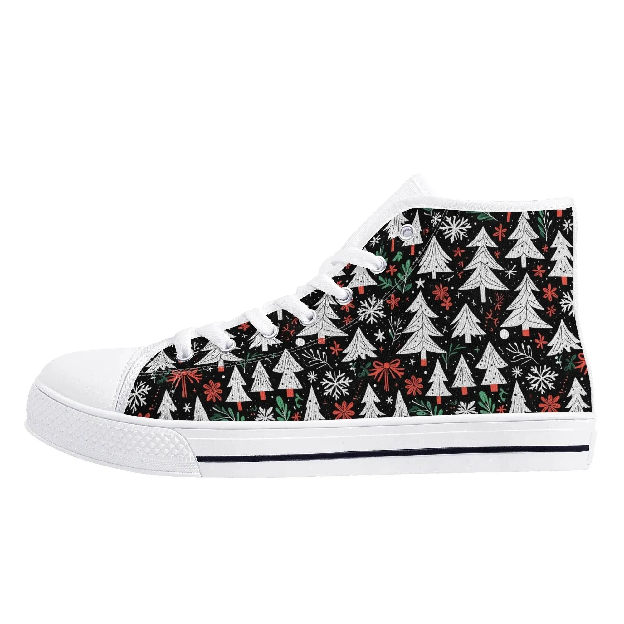 Mens Rubber High Top Christmas Trees Canvas Shoes