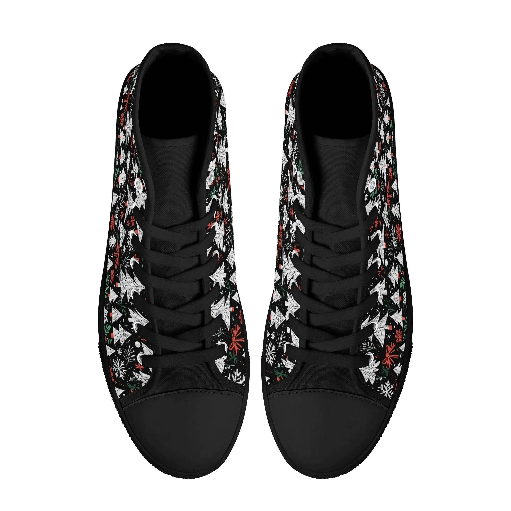 Mens Rubber High Top Christmas Trees Canvas Shoes