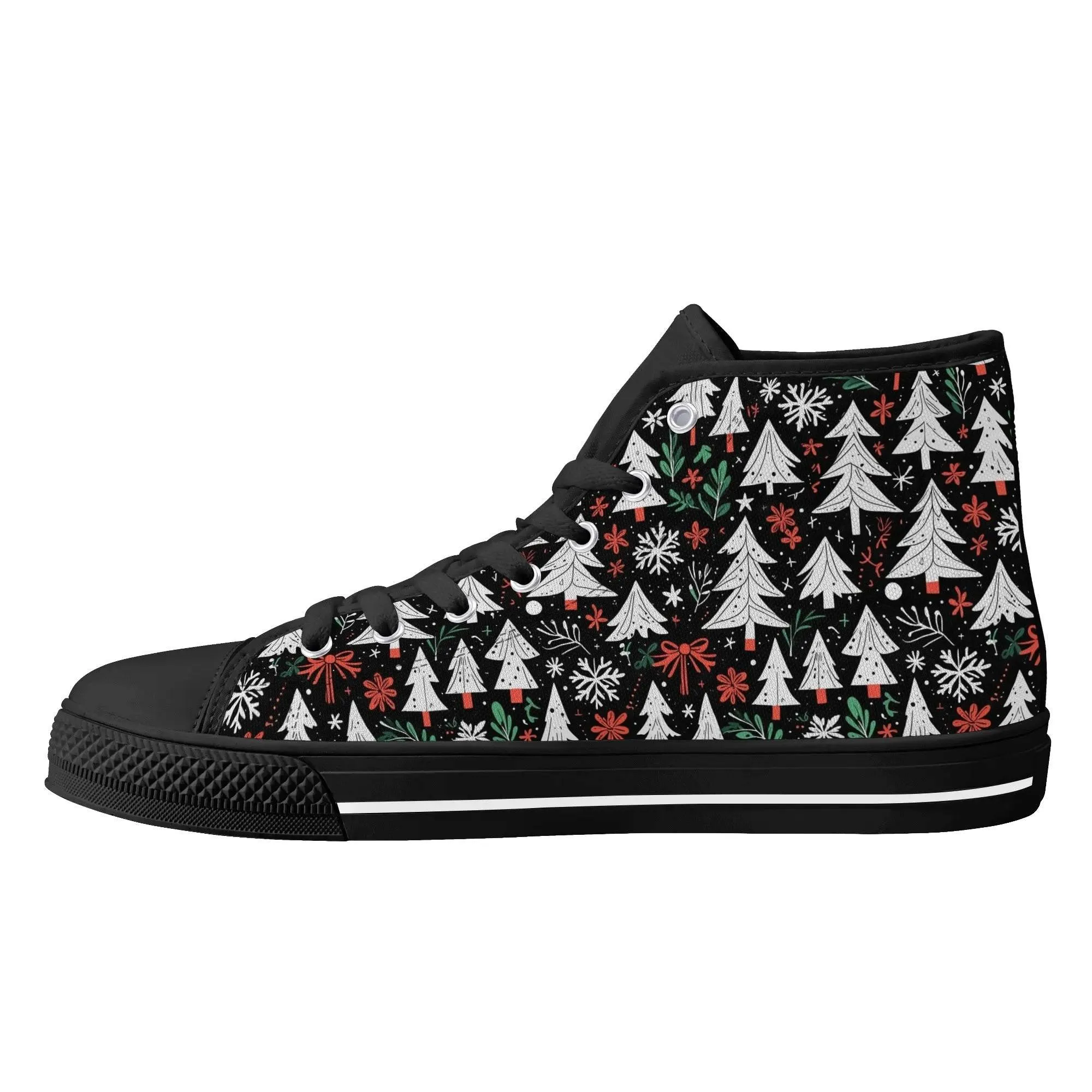 Mens Rubber High Top Christmas Trees Canvas Shoes