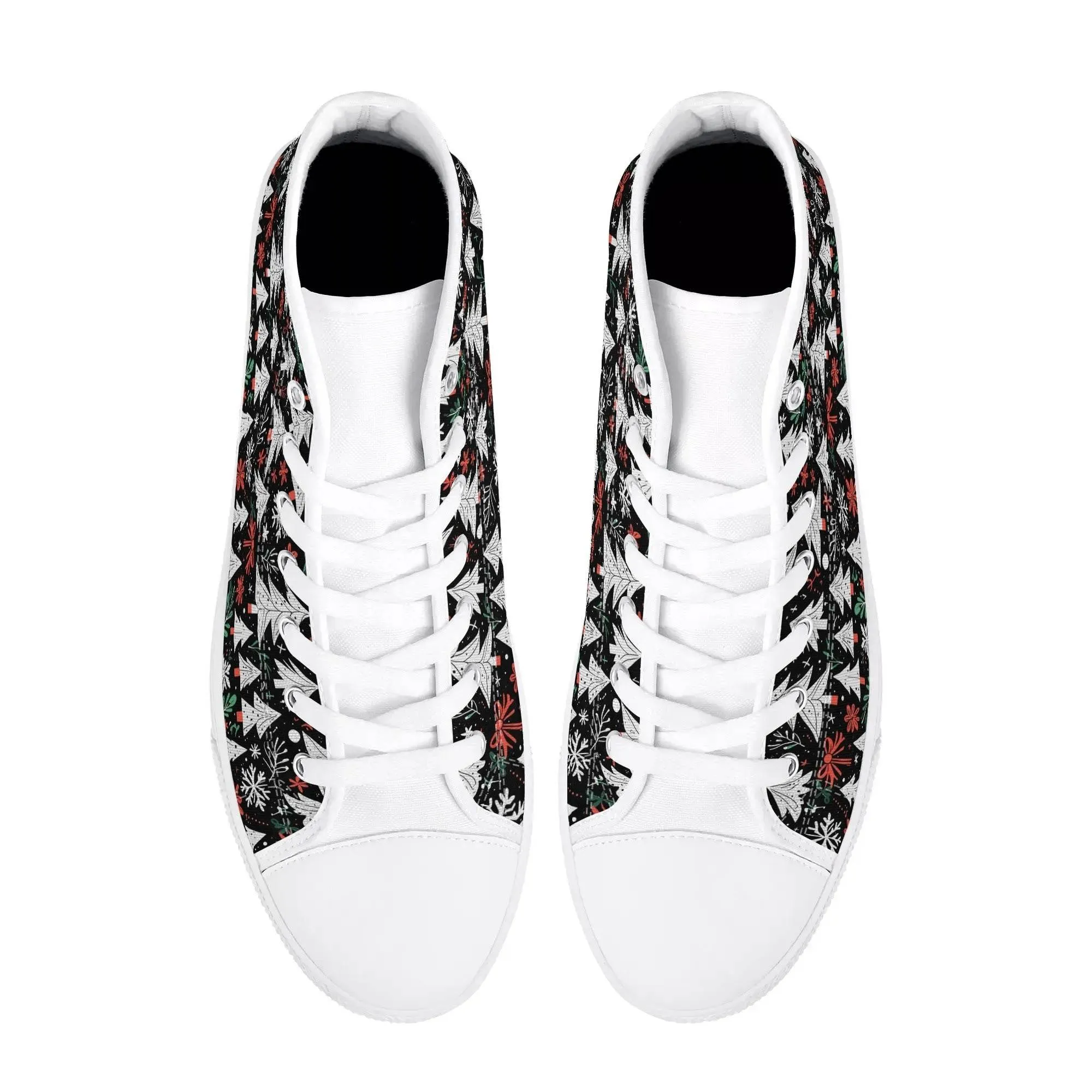 Mens Rubber High Top Christmas Trees Canvas Shoes