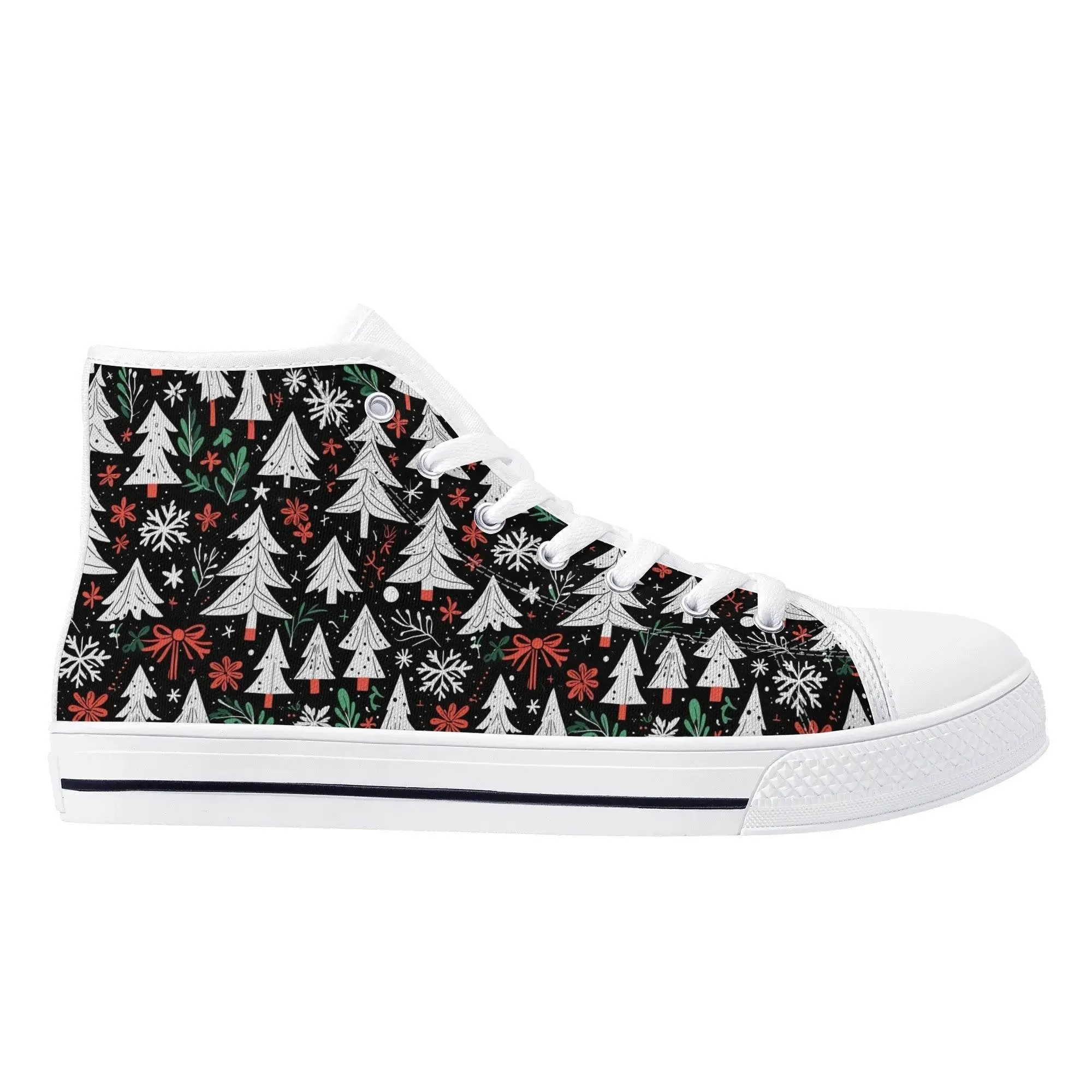 Mens Rubber High Top Christmas Trees Canvas Shoes