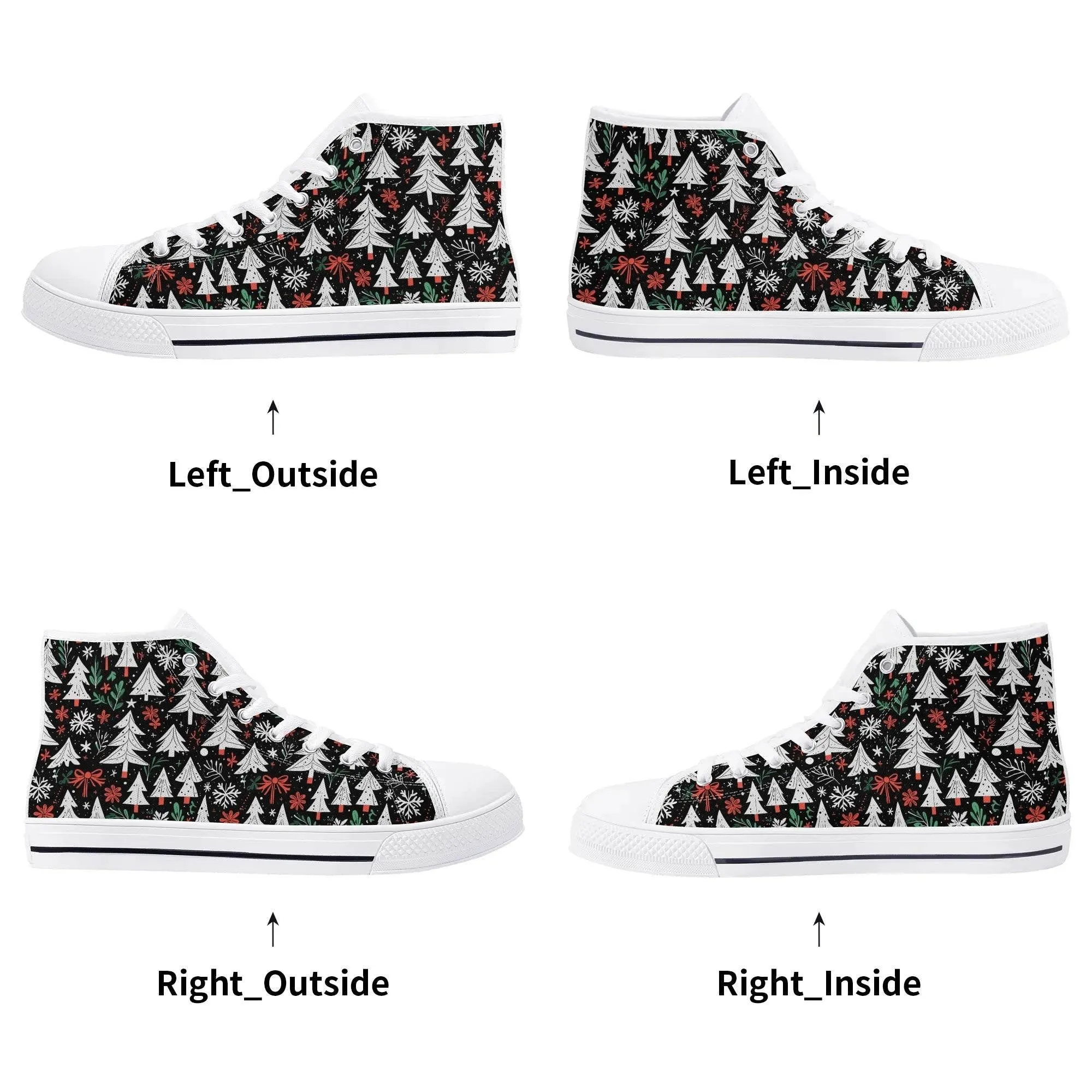 Mens Rubber High Top Christmas Trees Canvas Shoes