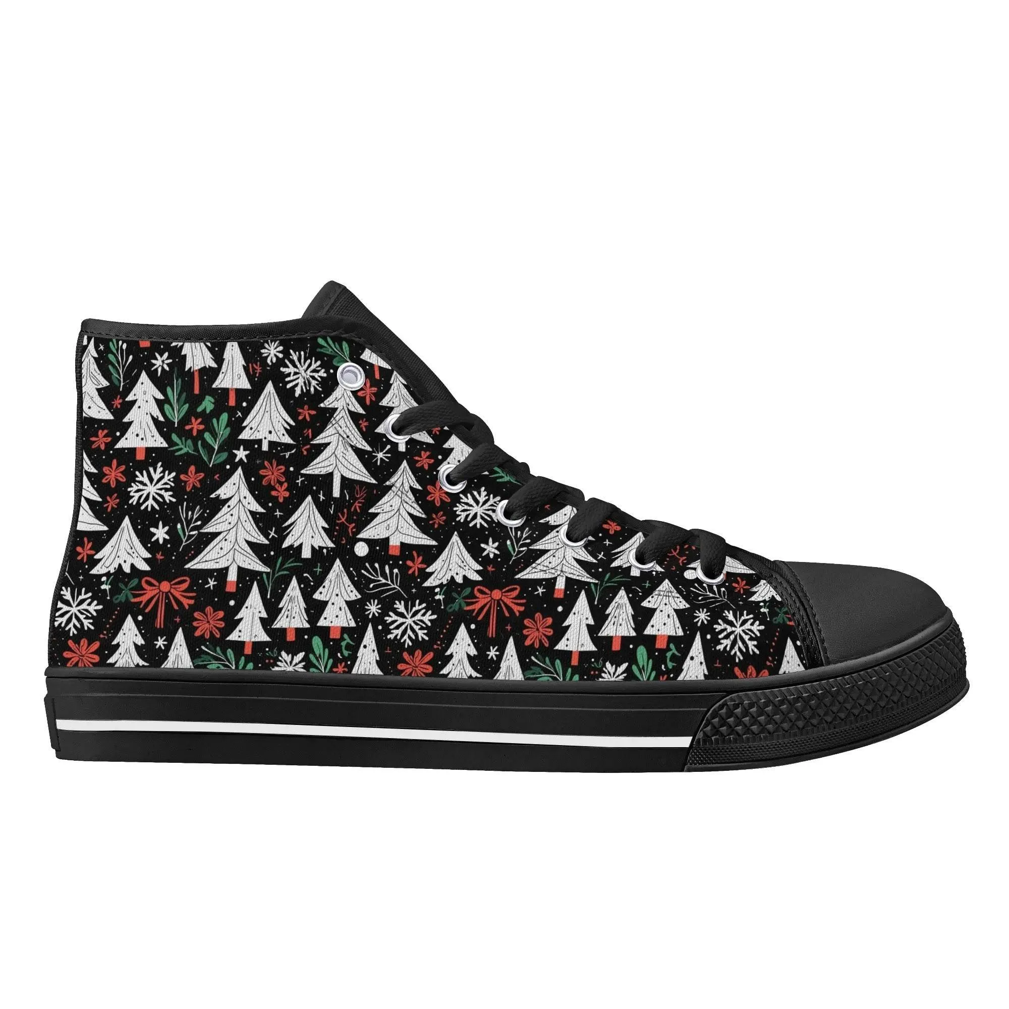 Mens Rubber High Top Christmas Trees Canvas Shoes