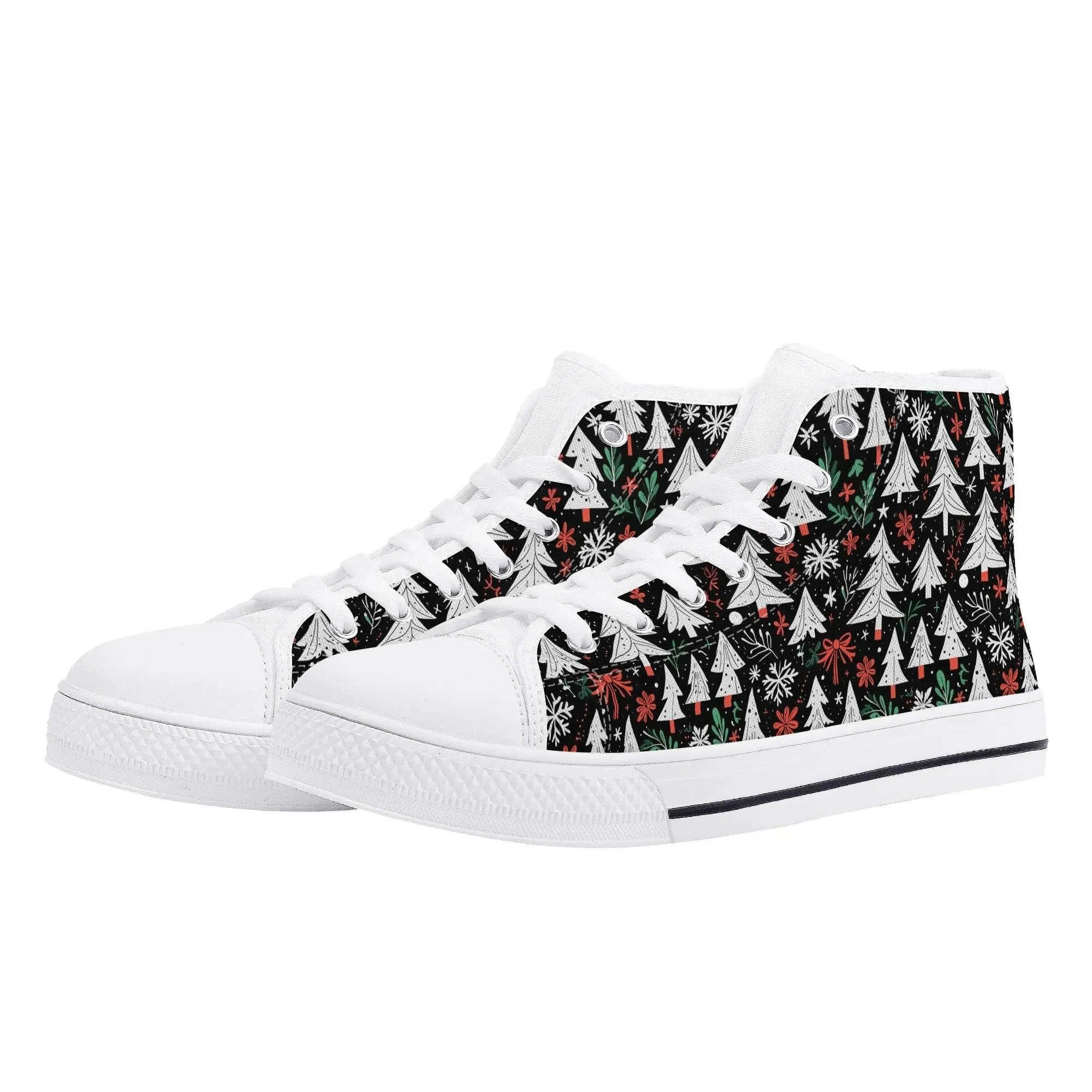 Mens Rubber High Top Christmas Trees Canvas Shoes