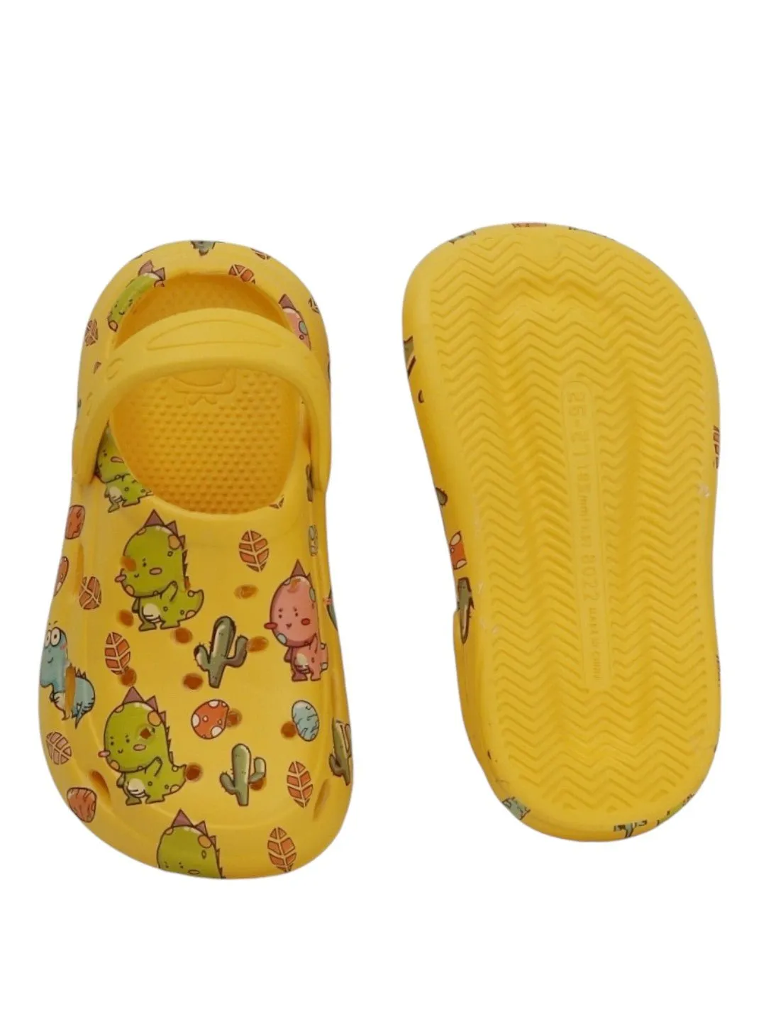 "Jurassic Joy" Dino Print Clogs for Boys in Sunbeam Yellow