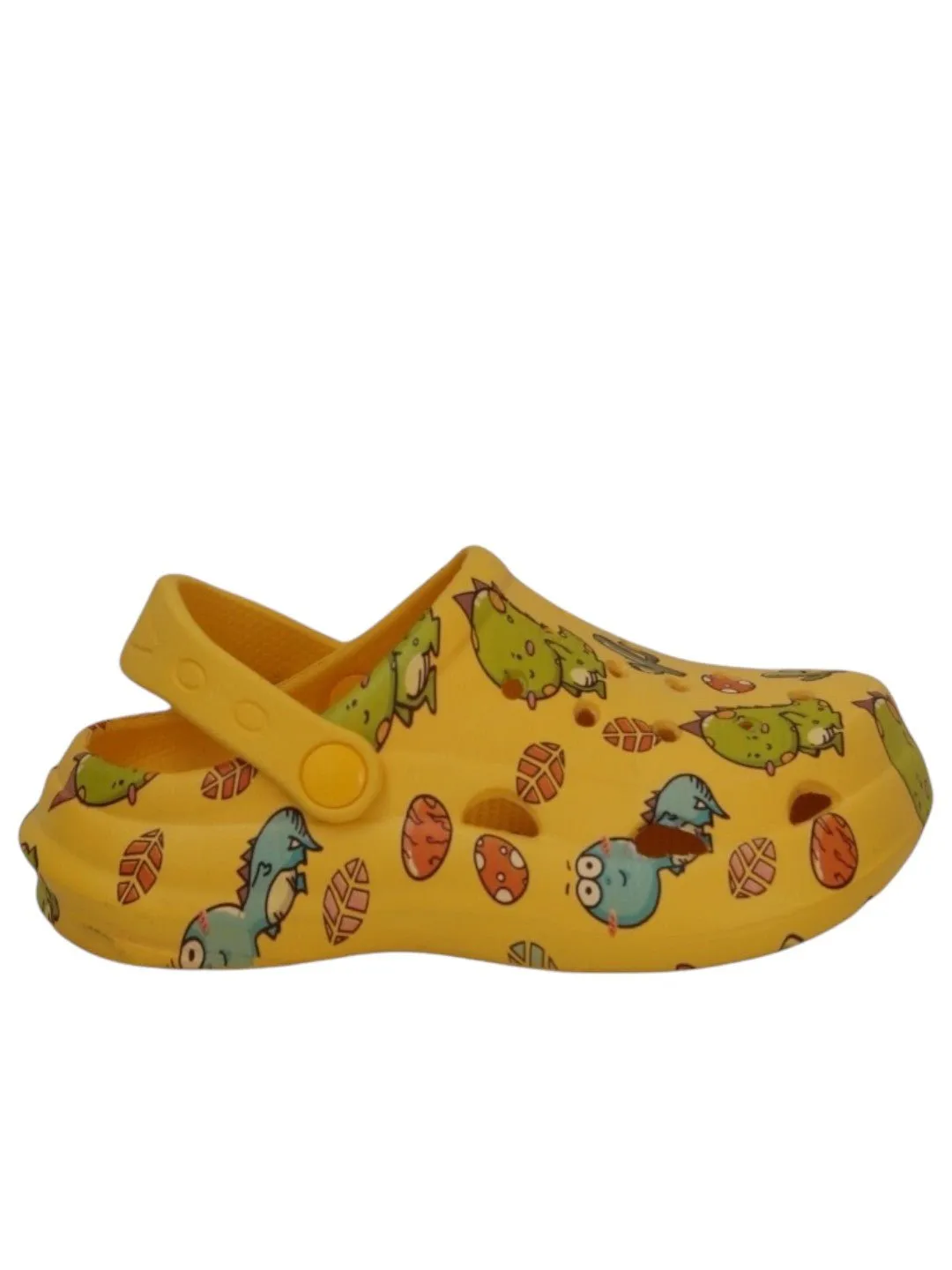 "Jurassic Joy" Dino Print Clogs for Boys in Sunbeam Yellow