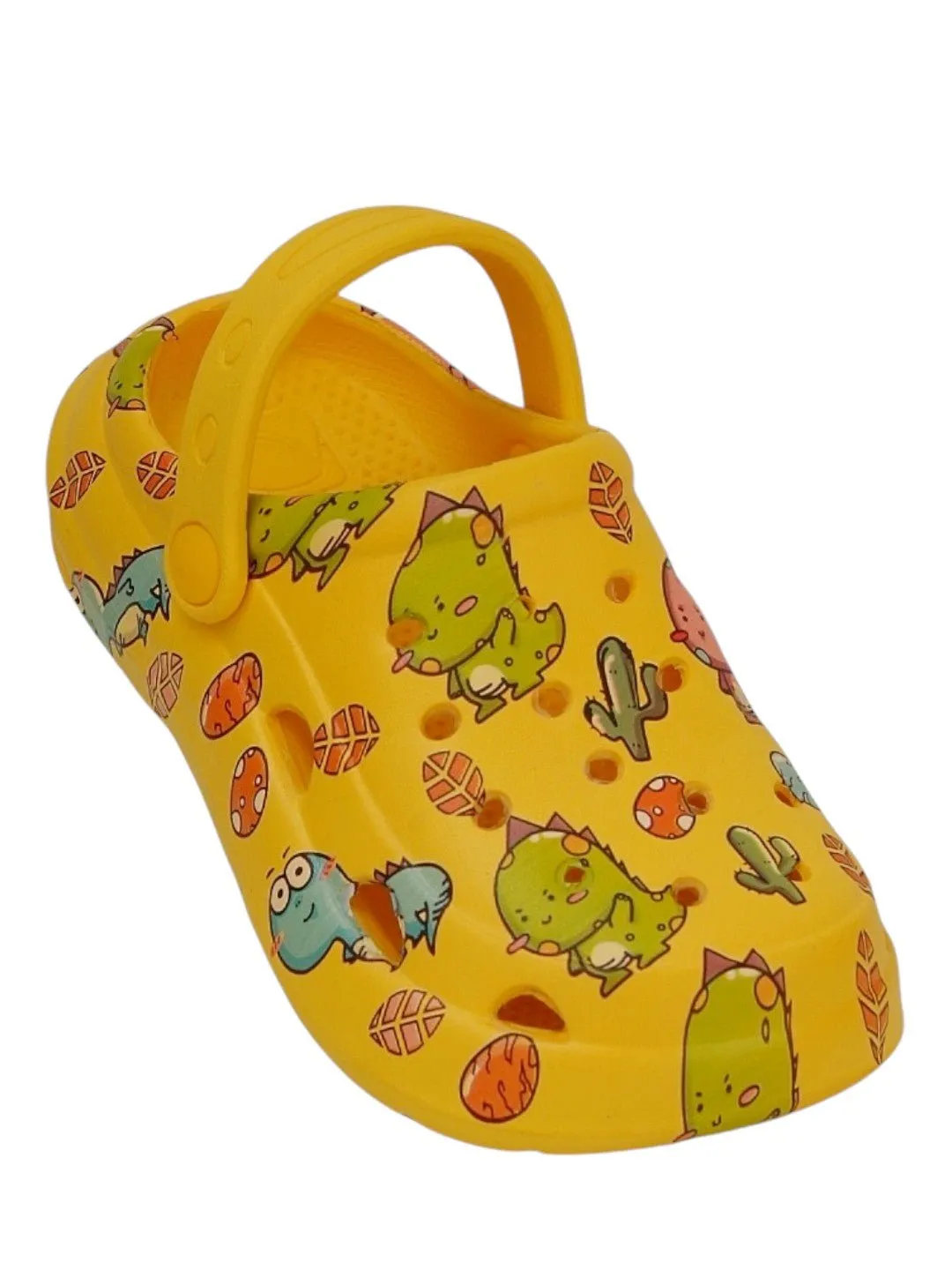 "Jurassic Joy" Dino Print Clogs for Boys in Sunbeam Yellow
