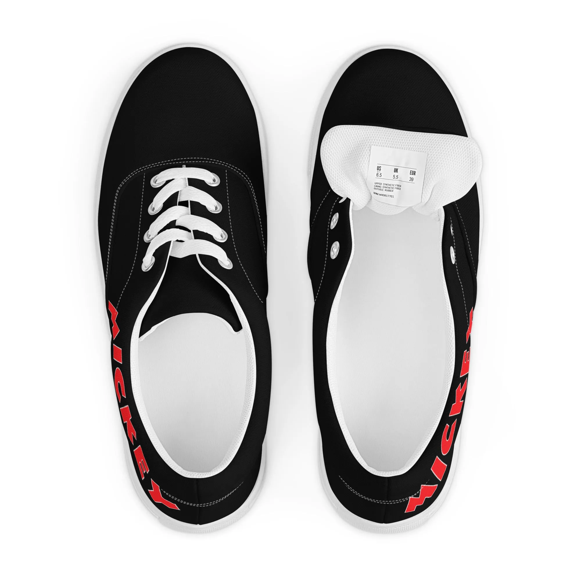 "Mickey" Men’s Lace-up Canvas Shoes in Black