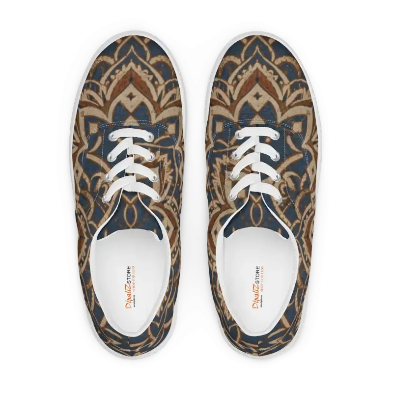 Rockin Geometric Pattern Mens Lace Canvas Shoes
