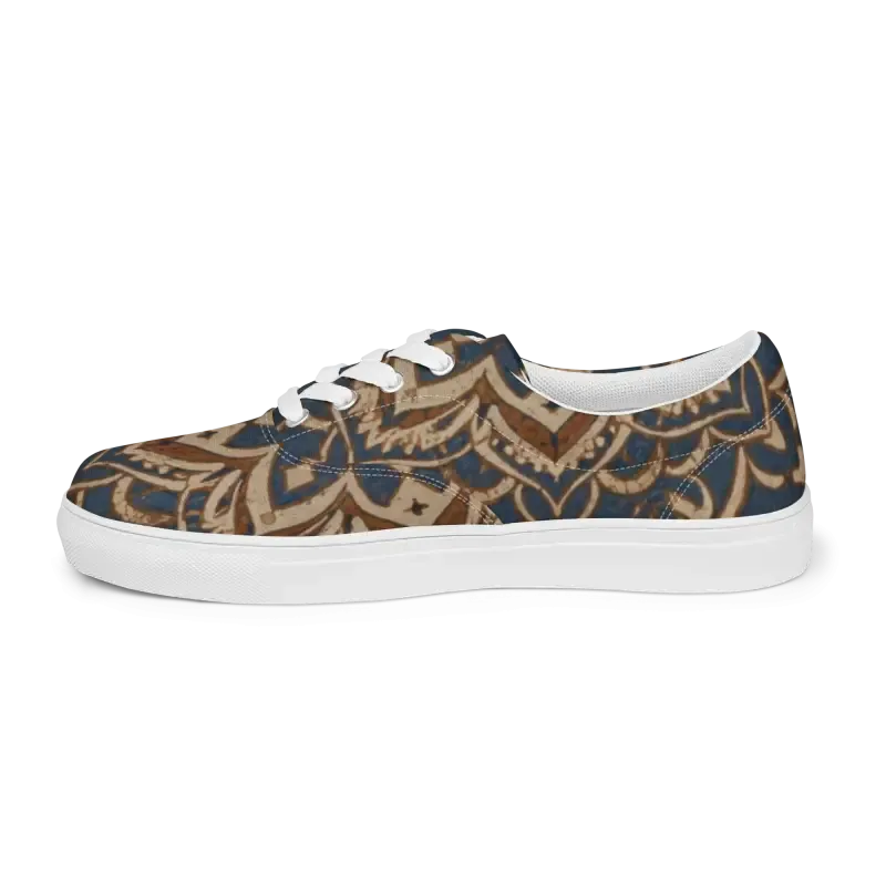 Rockin Geometric Pattern Mens Lace Canvas Shoes
