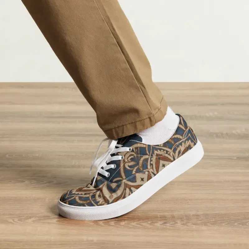 Rockin Geometric Pattern Mens Lace Canvas Shoes