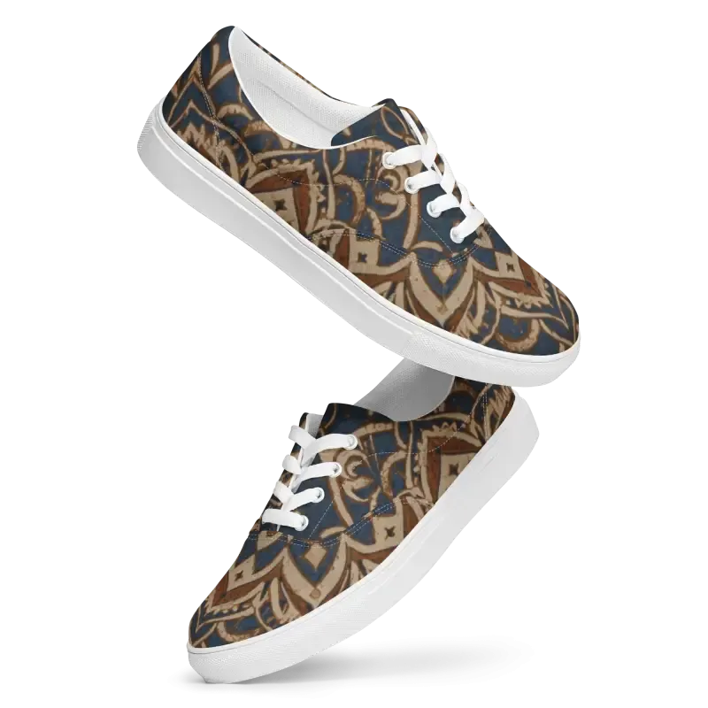 Rockin Geometric Pattern Mens Lace Canvas Shoes