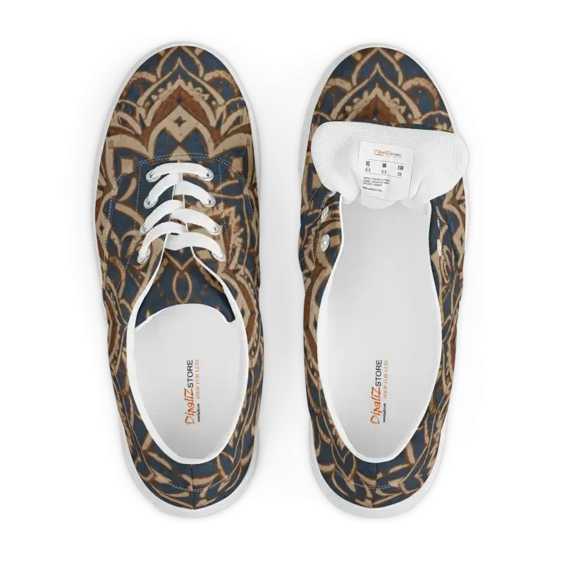 Rockin Geometric Pattern Mens Lace Canvas Shoes