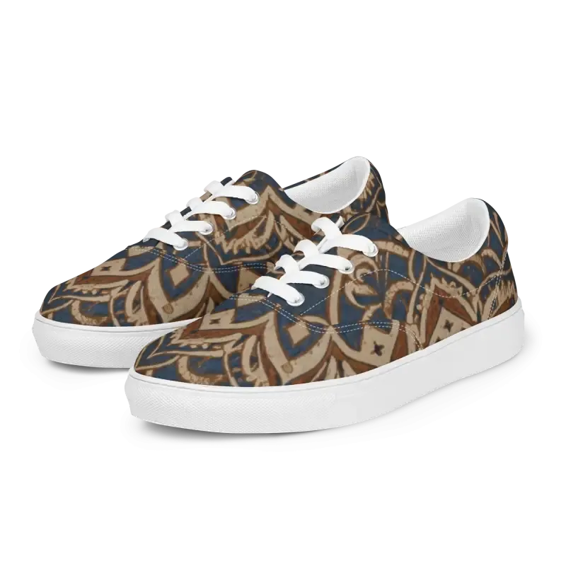 Rockin Geometric Pattern Mens Lace Canvas Shoes
