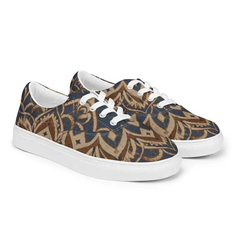 Rockin Geometric Pattern Mens Lace Canvas Shoes