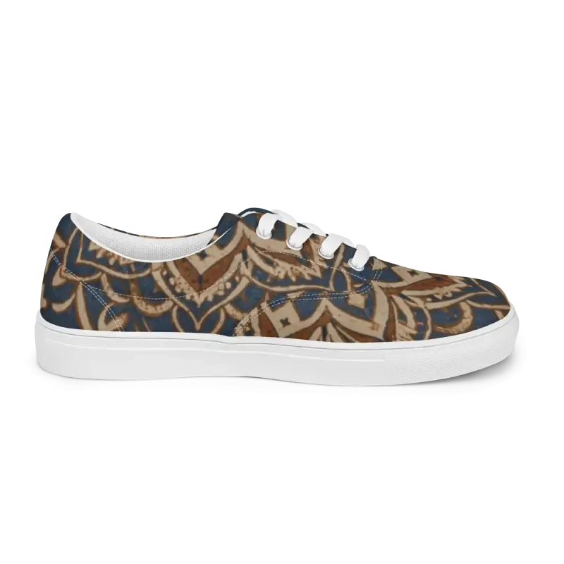Rockin Geometric Pattern Mens Lace Canvas Shoes