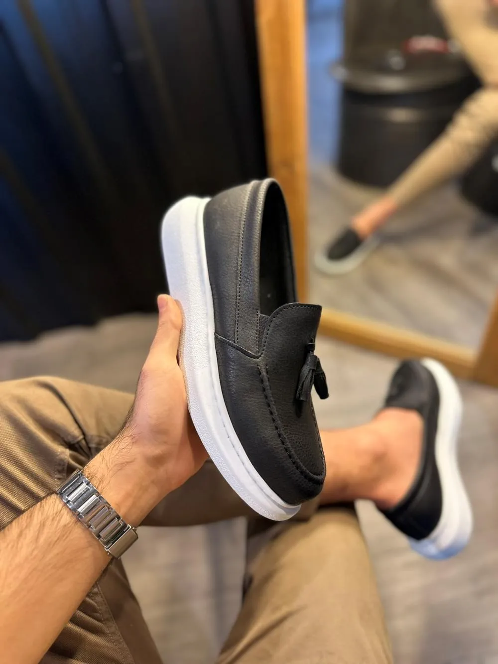 STM Men's Casual Sports Classic Shoes 818 Black (White Sole)